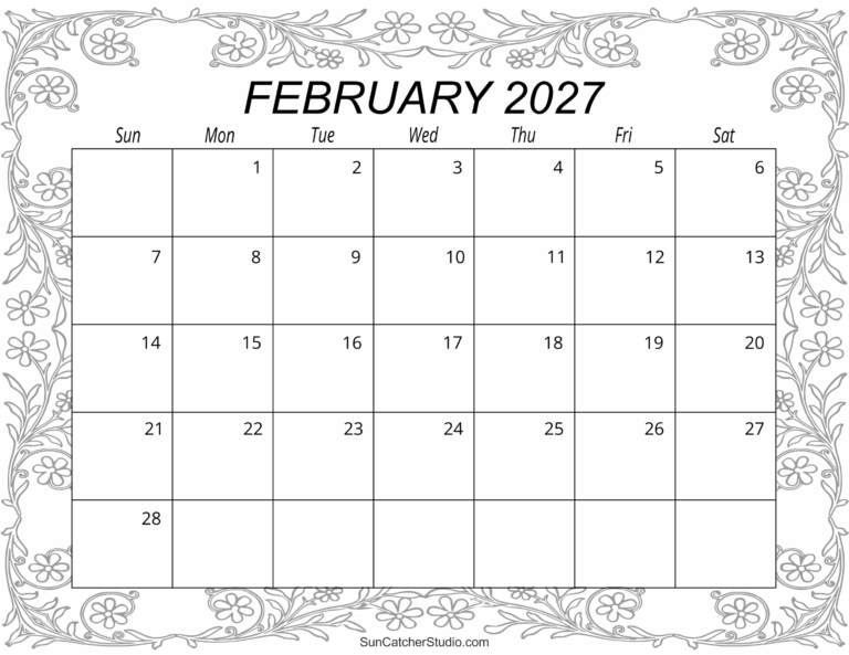 February 2027 Calendar Free Printable Free Printables Monograms 