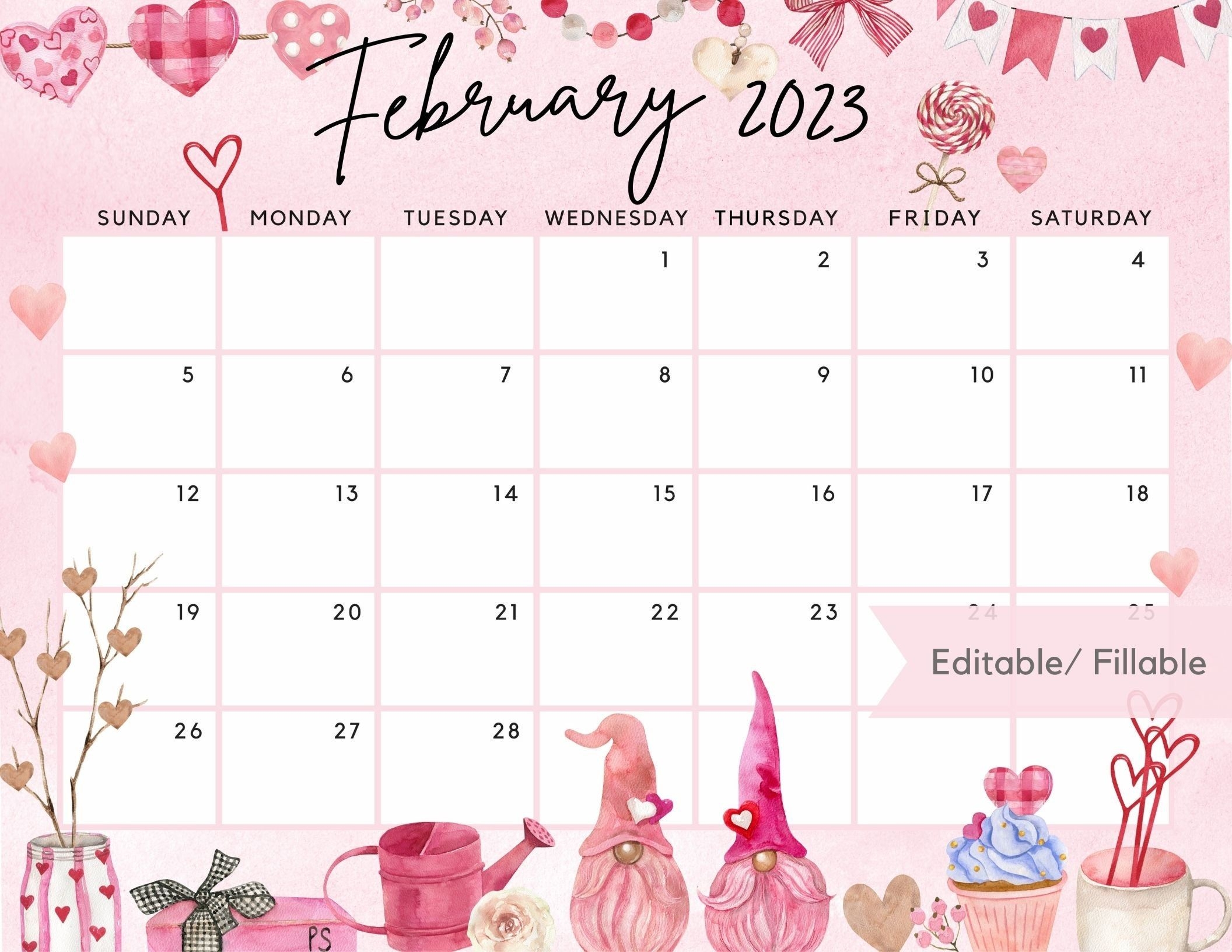 February Calendar Decoration Monthly Printable Calendar Pages February Calendar Decoration Monthly Printable Calendar Pages
