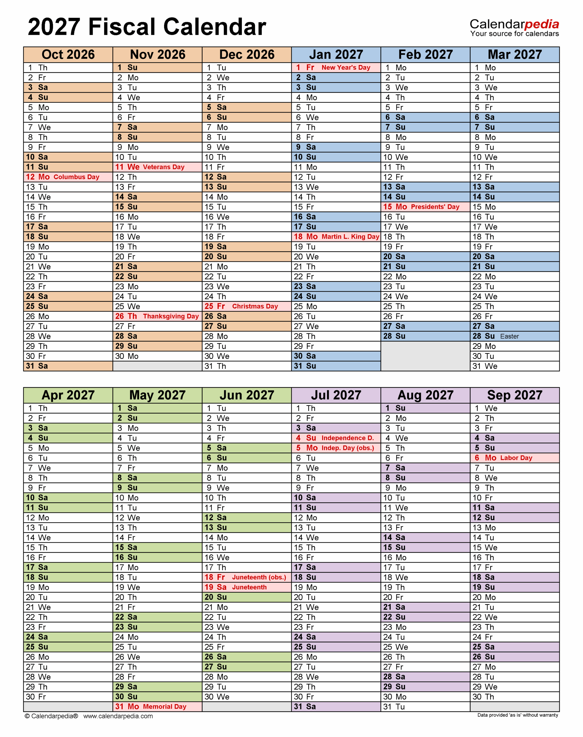 Fiscal Calendars 2027 Free Printable Excel Templates Fiscal Calendars 2027 Free Printable Excel Templates