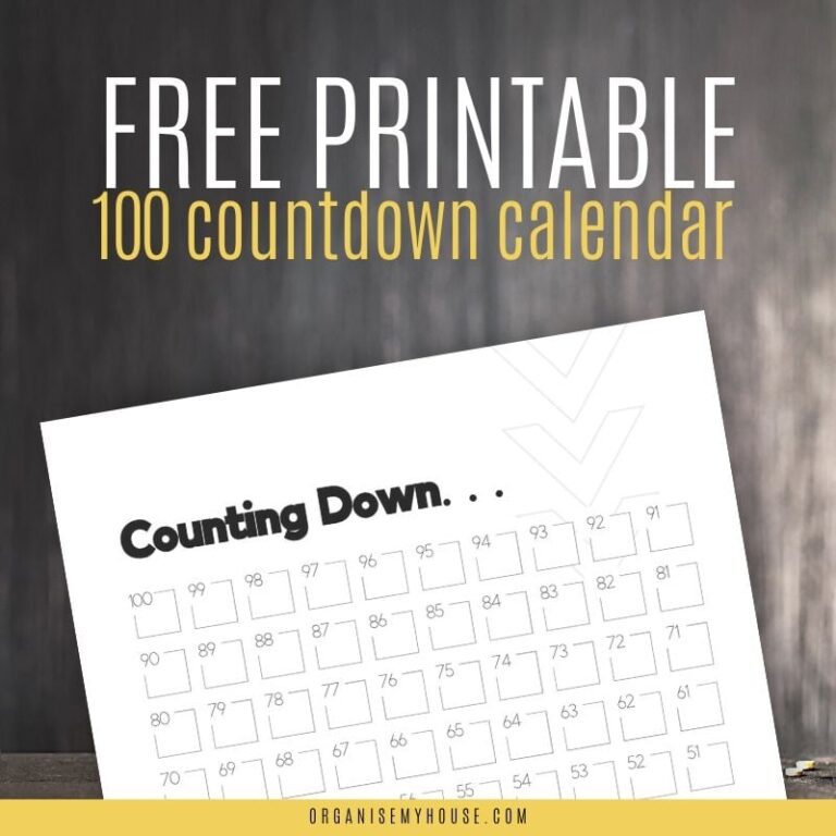 Free 100 To 1 Countdown Calendar Printable A4 And Letter 