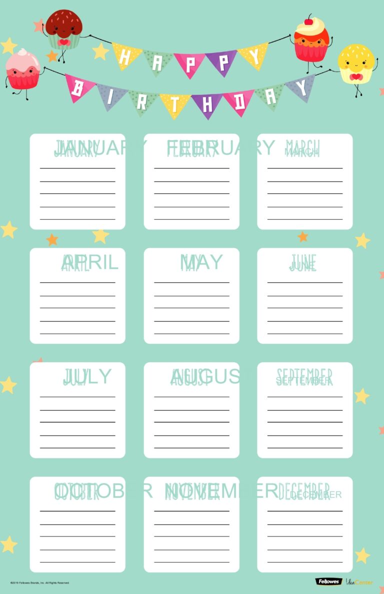 Free Birthday Calendar Template Printable Customizable Free Word Template
