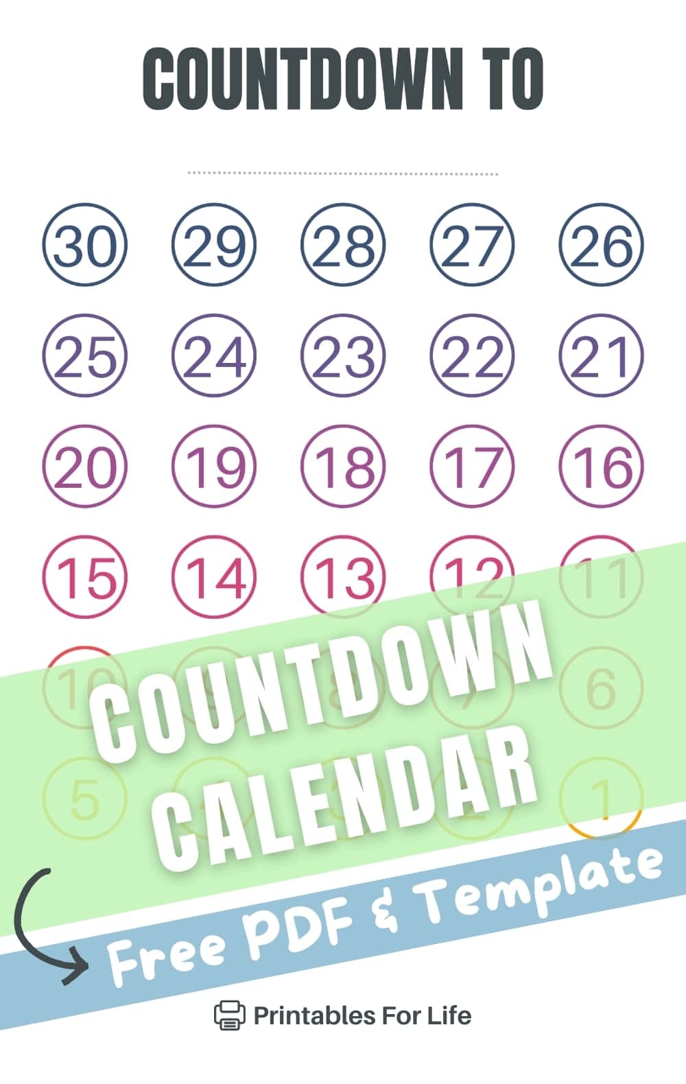 FREE Blank Countdown Calendar Printable FREE Blank Countdown Calendar Printable