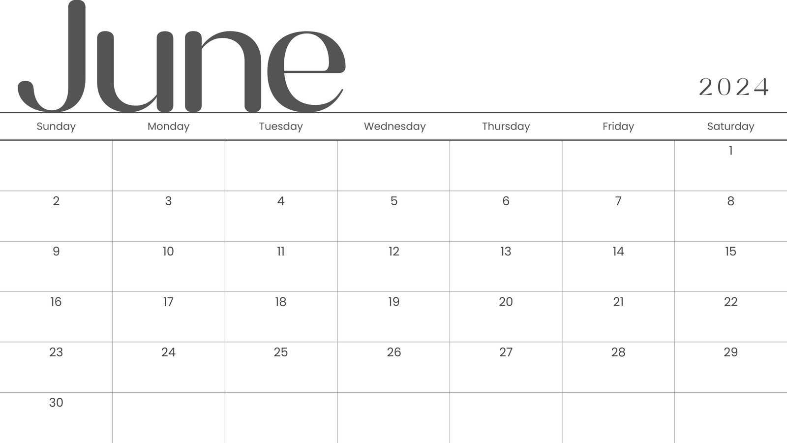 Free Blank June Calendar Template Download For Easy Planning