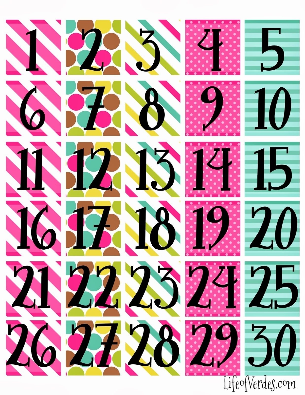 Free Calendar Numbers Printable Free Calendar Numbers Printable