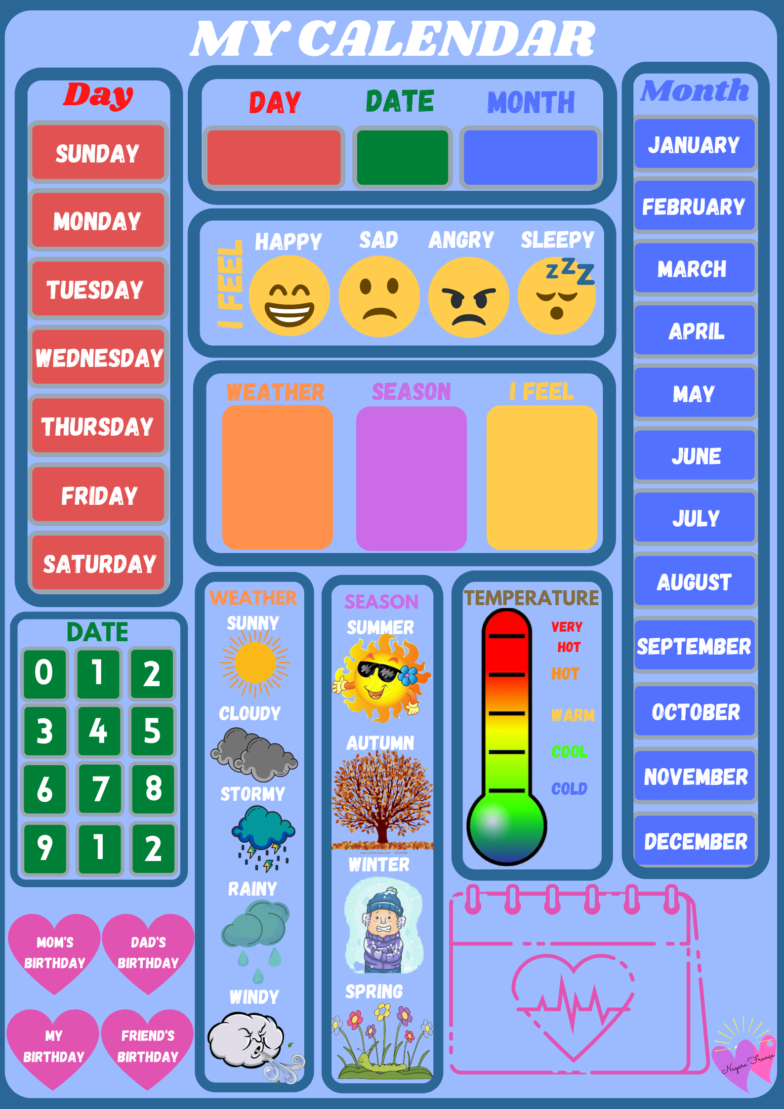 Free Kindergarten Calendar Printables