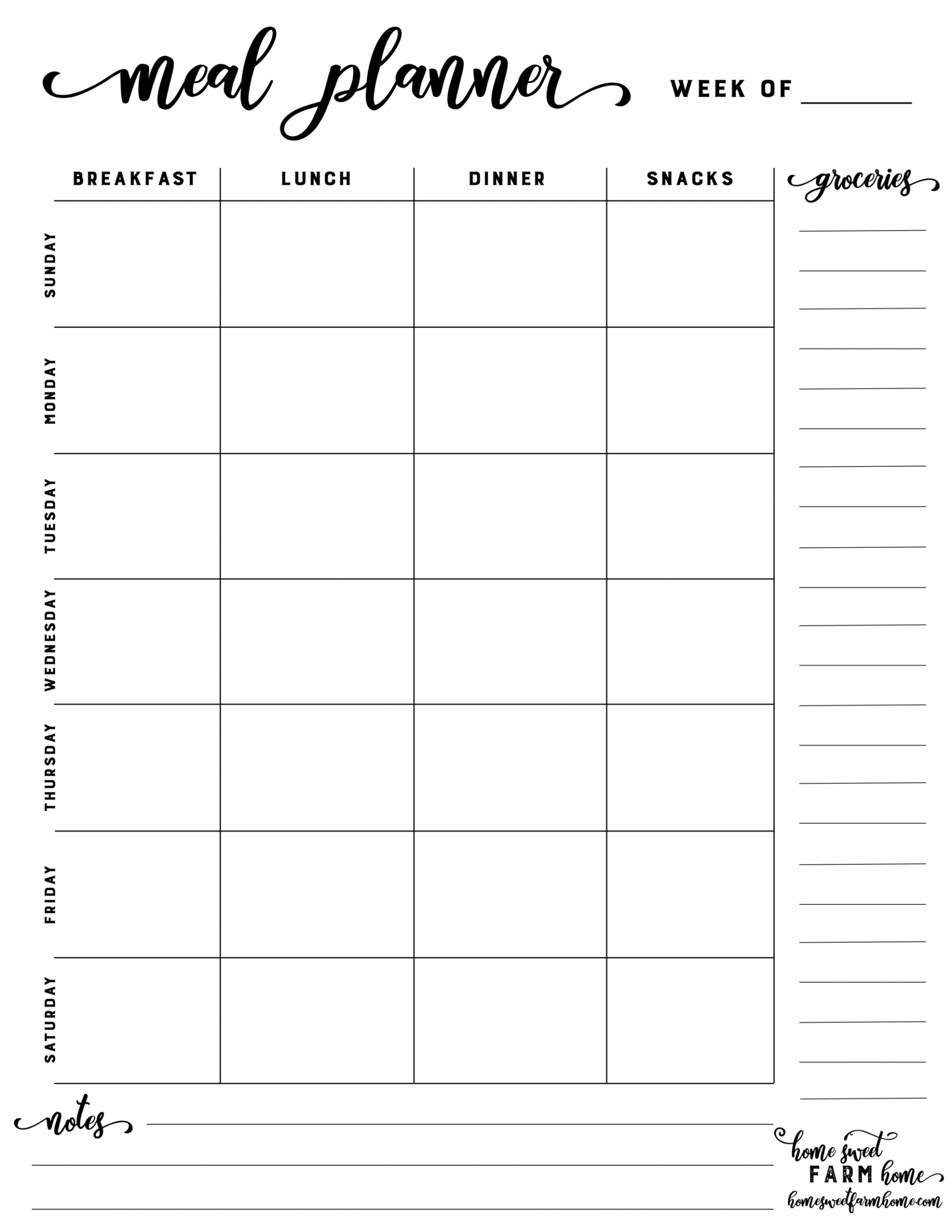 Free Meal Planning Printable Free Meal Planning Printable