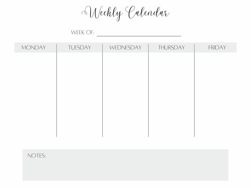 Free Monday Through Friday Printable Calendar Weekly And Monthly Free Monday Through Friday Printable Calendar Weekly And Monthly