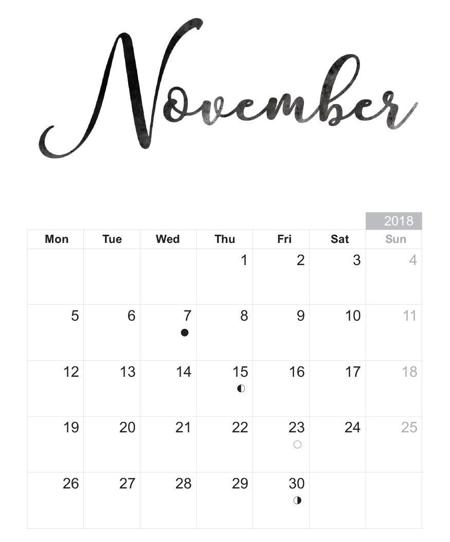 Free November Printable Calendar Free November Printable Calendar