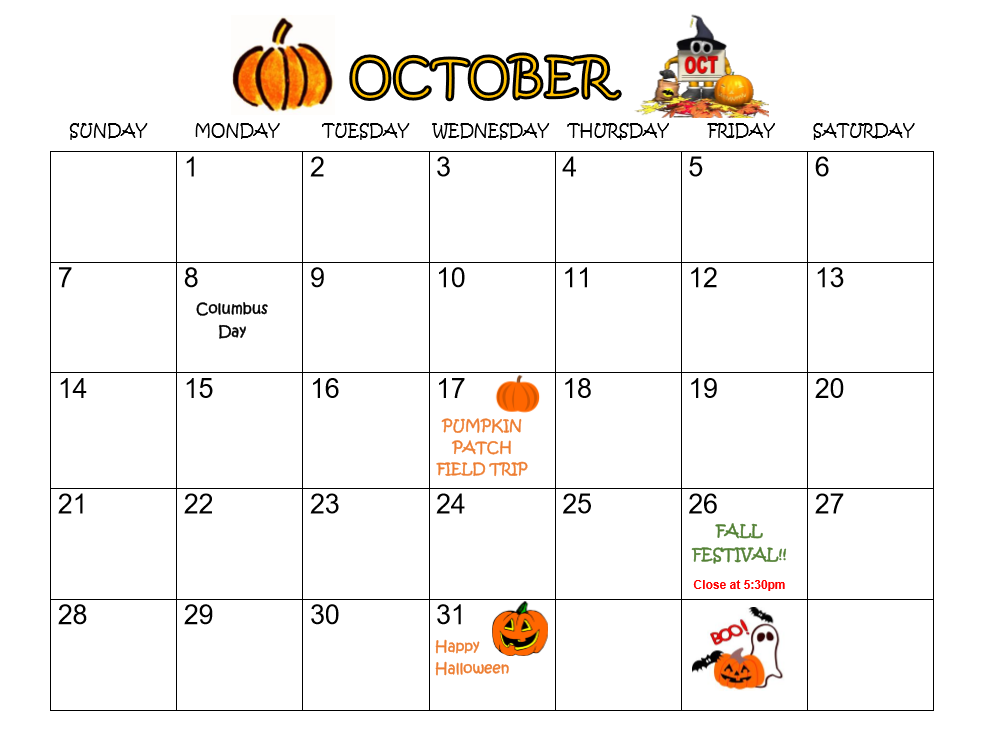 Free October Printable Calendar Free October Printable Calendar