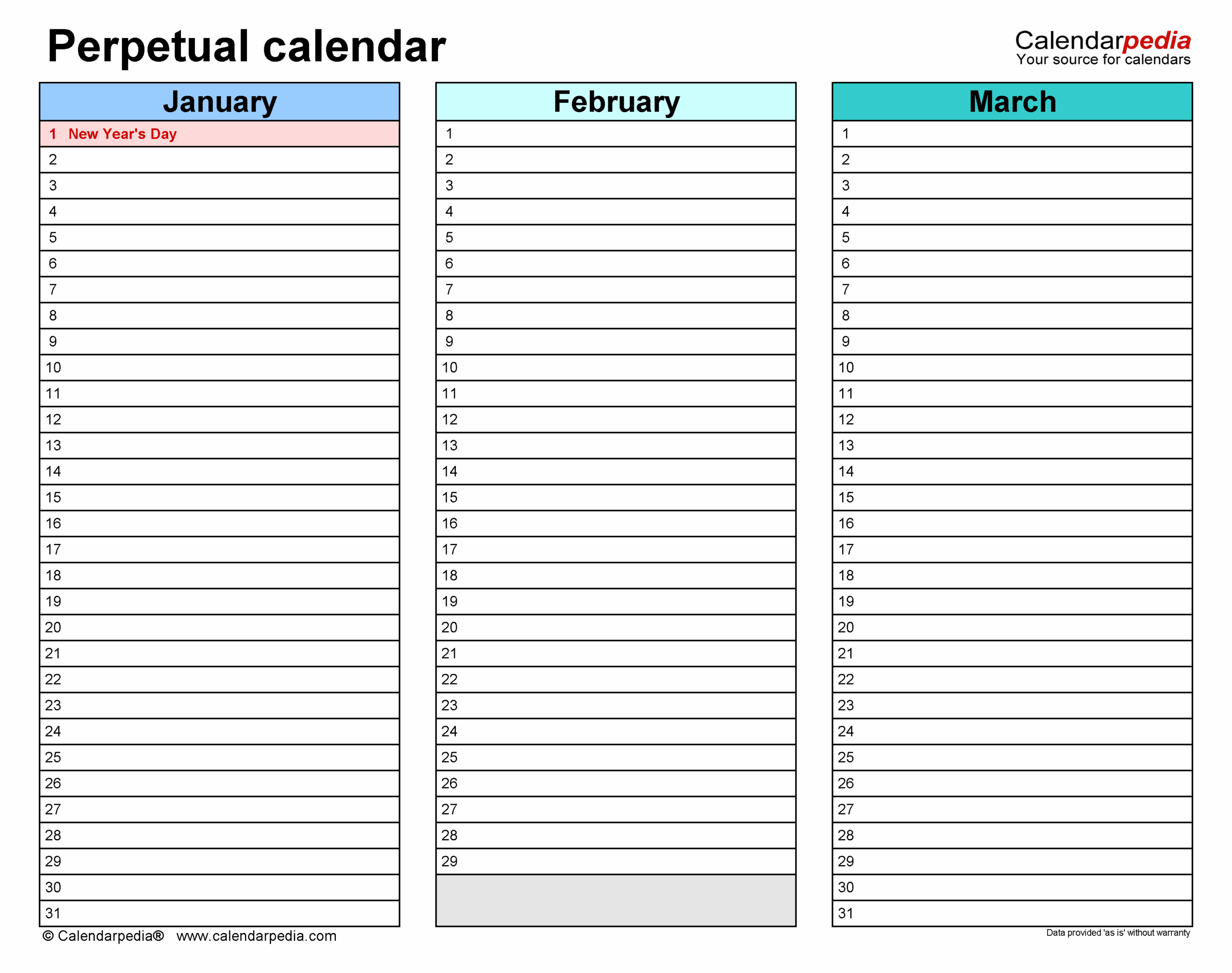 Free Perpetual Calendar Printable Printable Templates Free Perpetual Calendar Printable Printable Templates