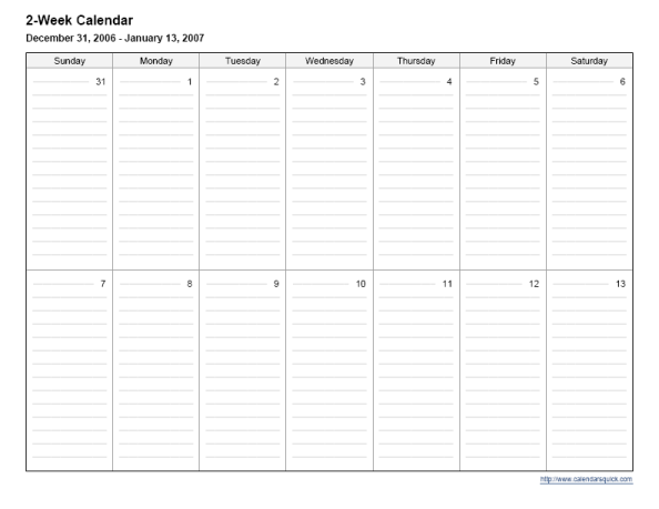 Free Printable 2 Week Calendar Printable Templates