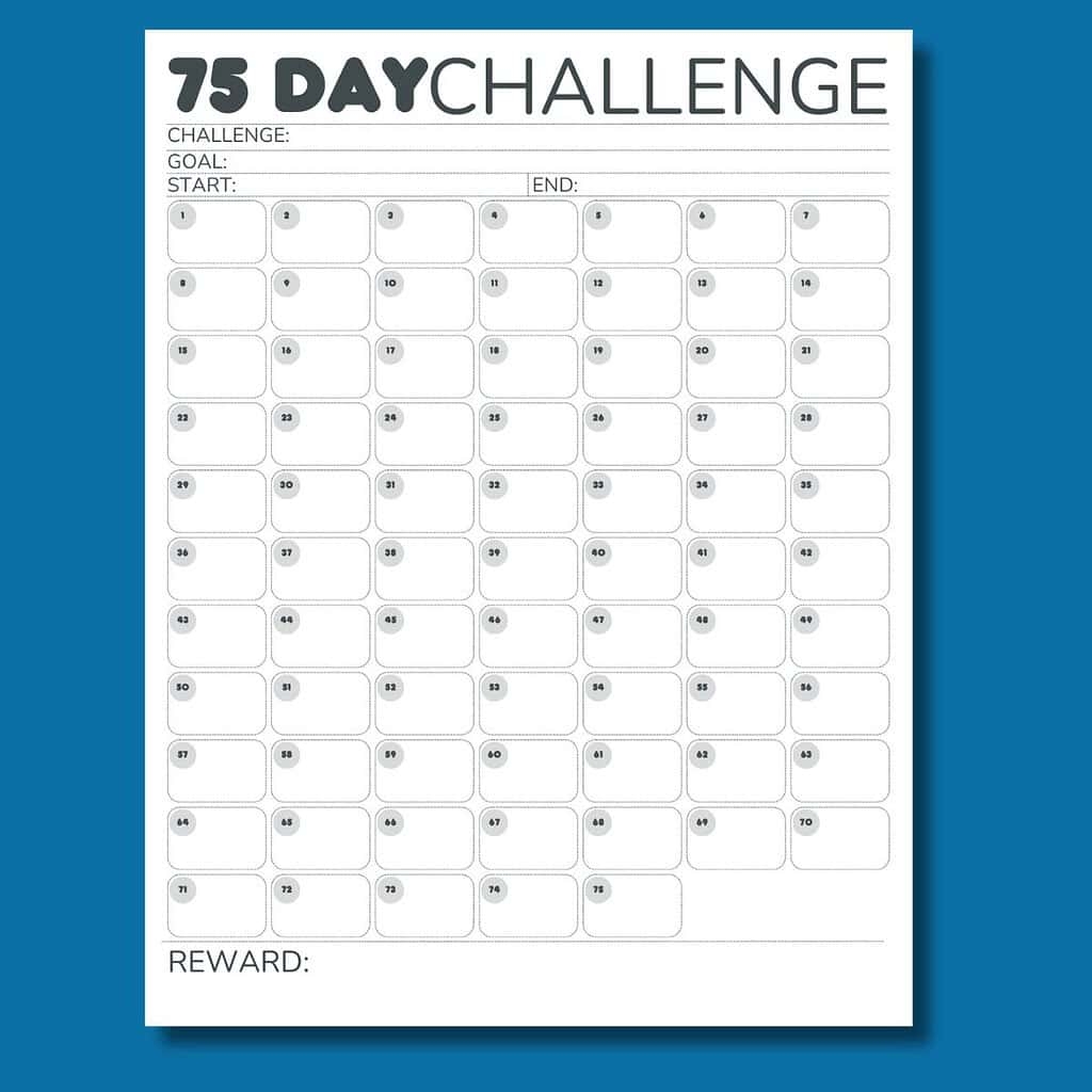 Free Printable 75 Day Challenge Calendar For 75 Hard 75 Medium 75 Soft Free Printable 75 Day Challenge Calendar For 75 Hard 75 Medium 75 Soft