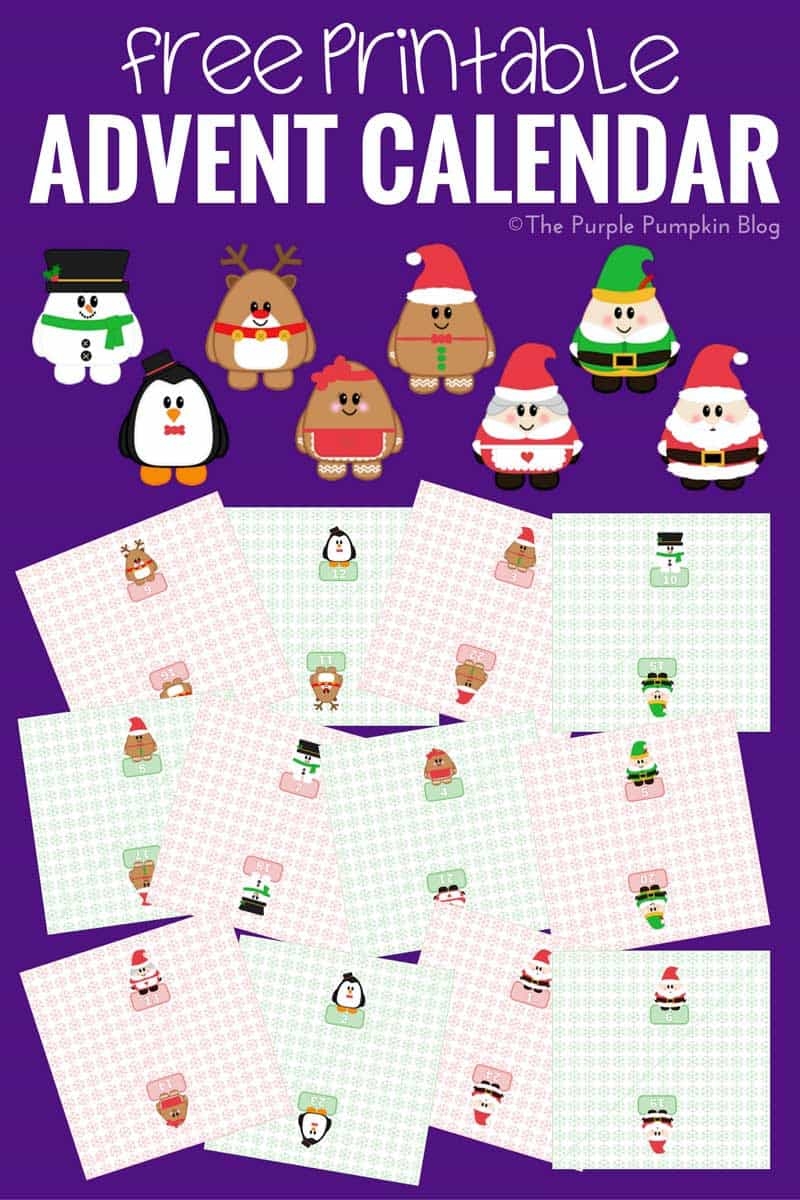 Free Printable Advent Calendar Christmas Countdown The Purple Free Printable Advent Calendar Christmas Countdown The Purple
