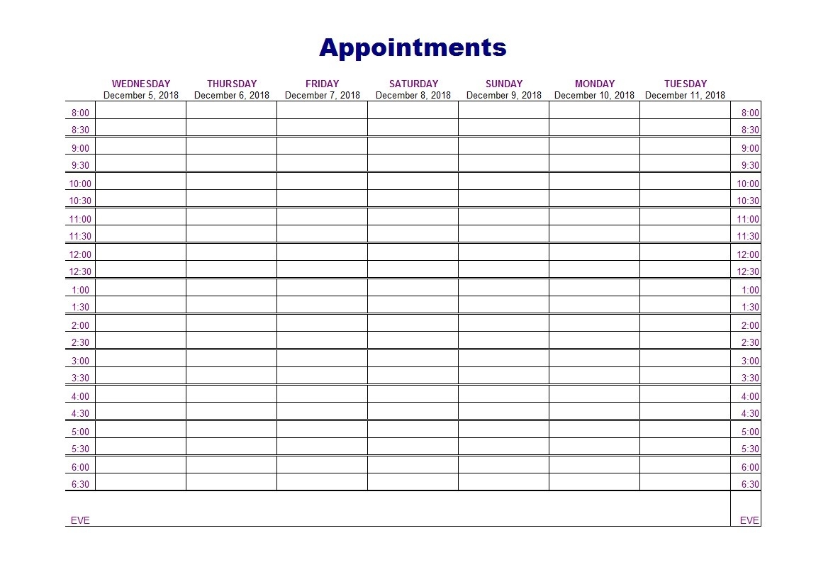 Free Printable Appointment Sheets Free Printable