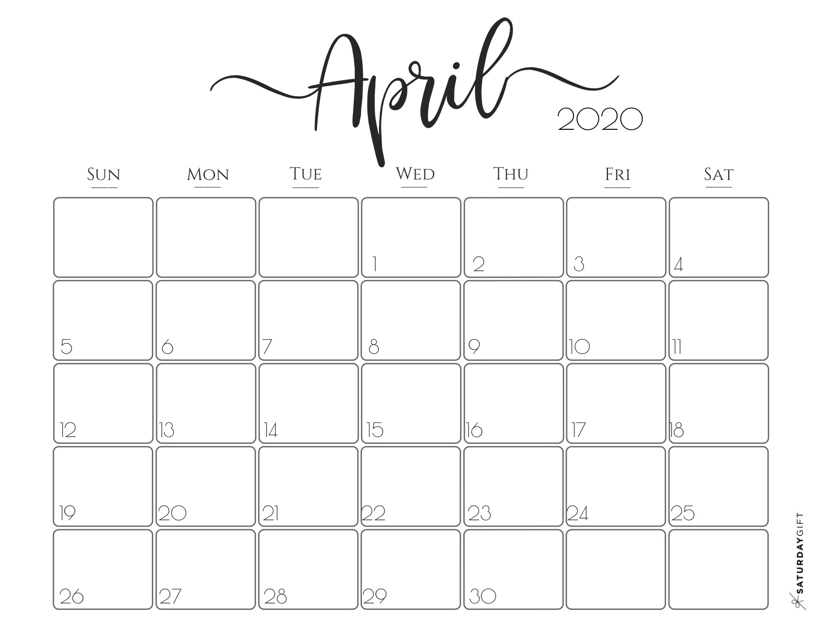 Free Printable April Calendar Free Printable April Calendar
