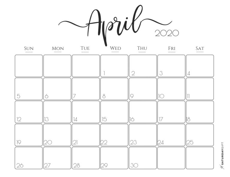 Free Printable April Calendar