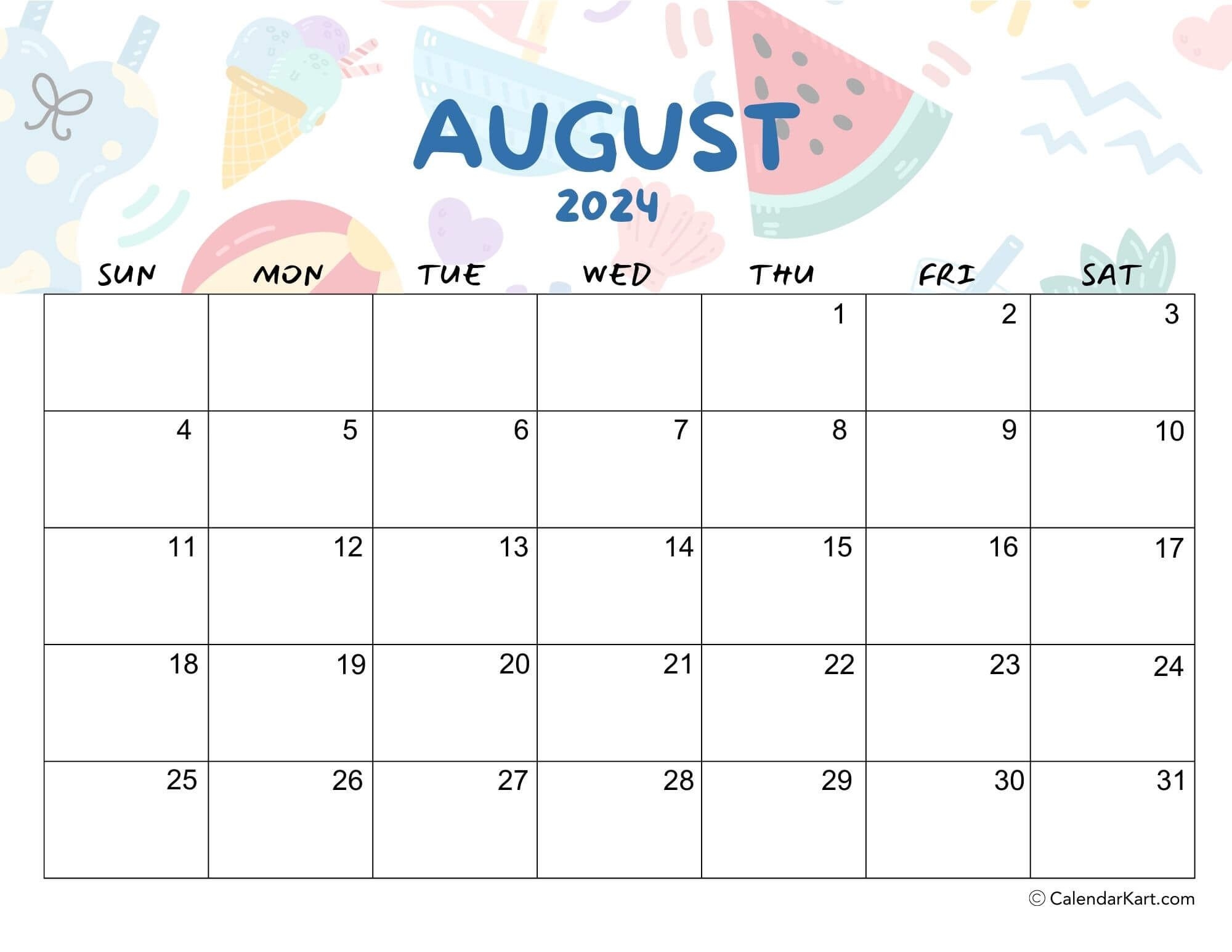 Free Printable August 2024 Calendars CalendarKart In 2024 August 