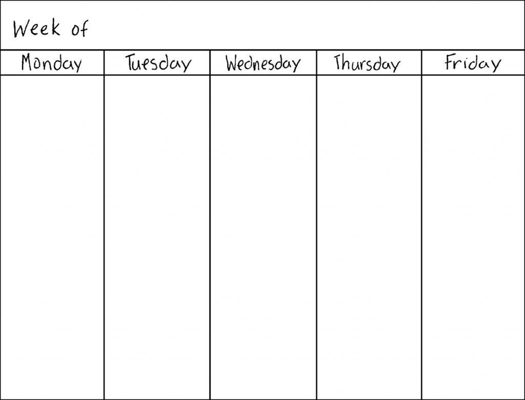 Free Printable Blank 5 Day Calendar