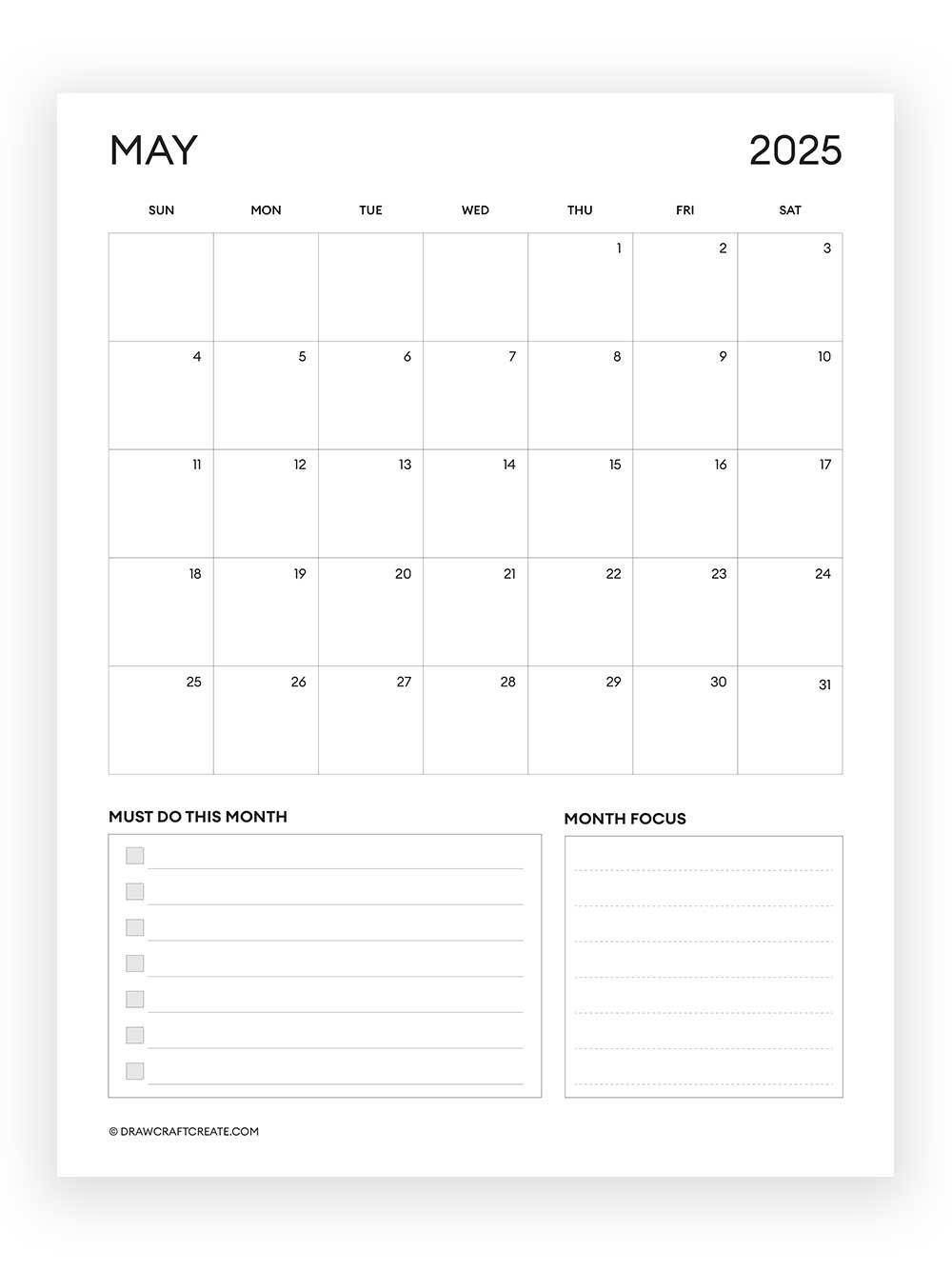 Free Printable Blank Calendars Vertical Landscape Draw Craft Create