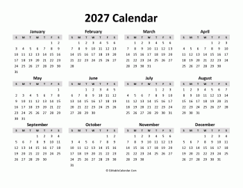 Free Printable Calendar 2027 Word PDF Excel Free Printable Calendar 2027 Word PDF Excel