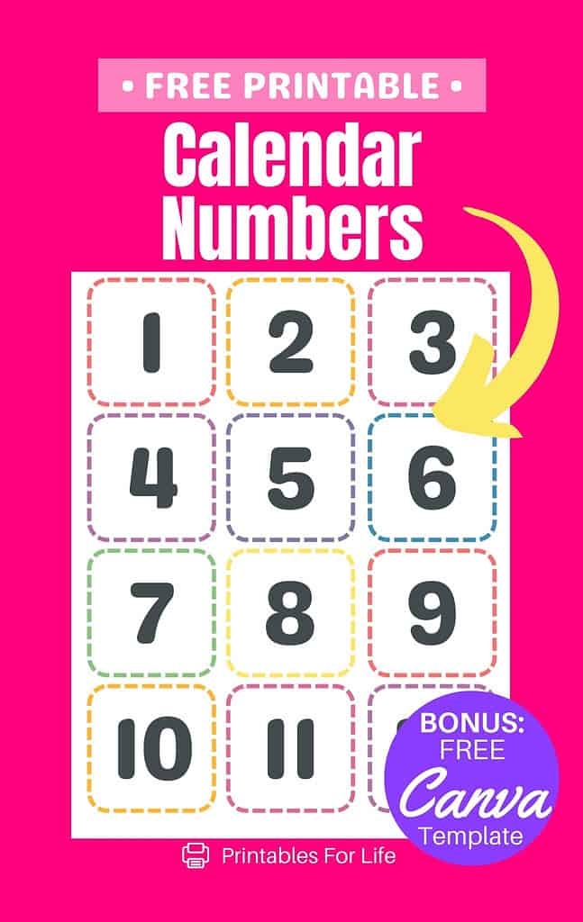 FREE Printable Calendar Numbers 1 31 FREE Printable Calendar Numbers 1 31