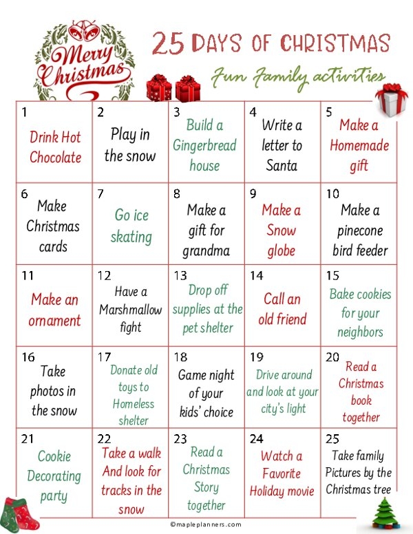Free Printable Christmas Advent Calendar