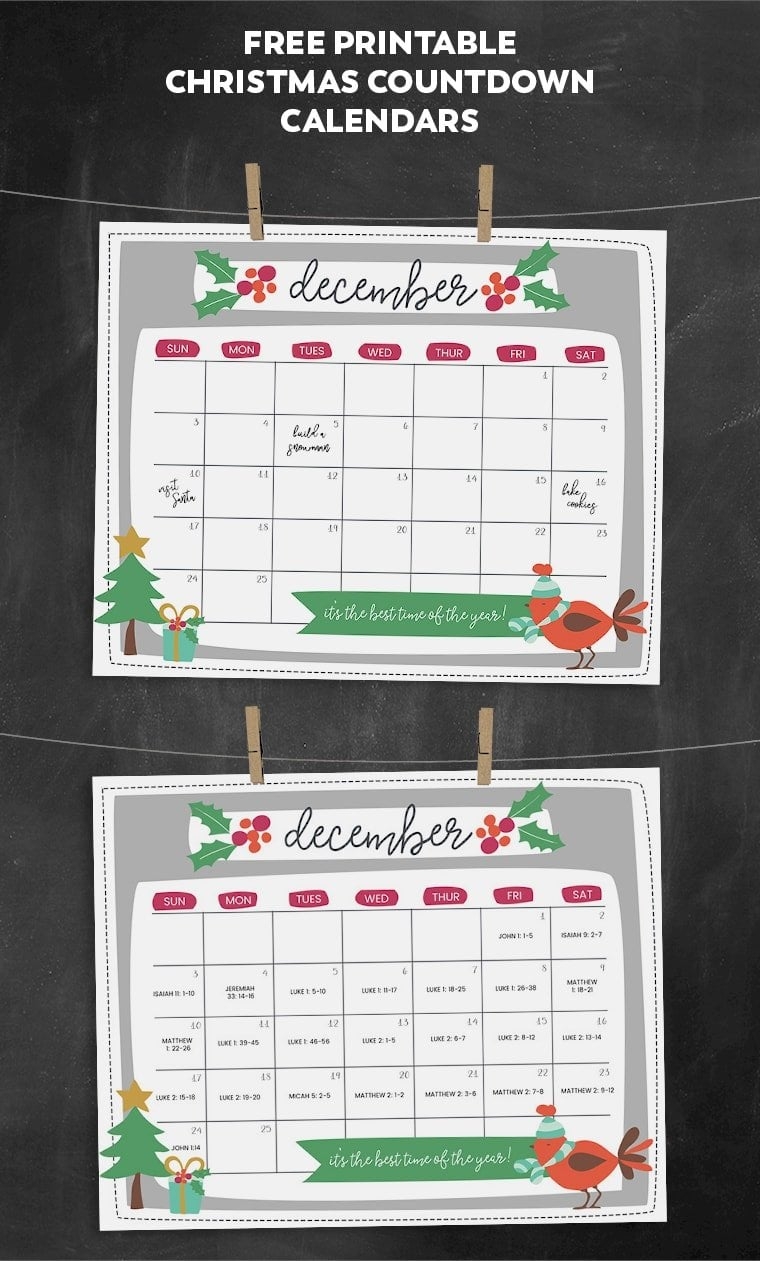 Free Printable Christmas Calendar Free Printable Christmas Calendar