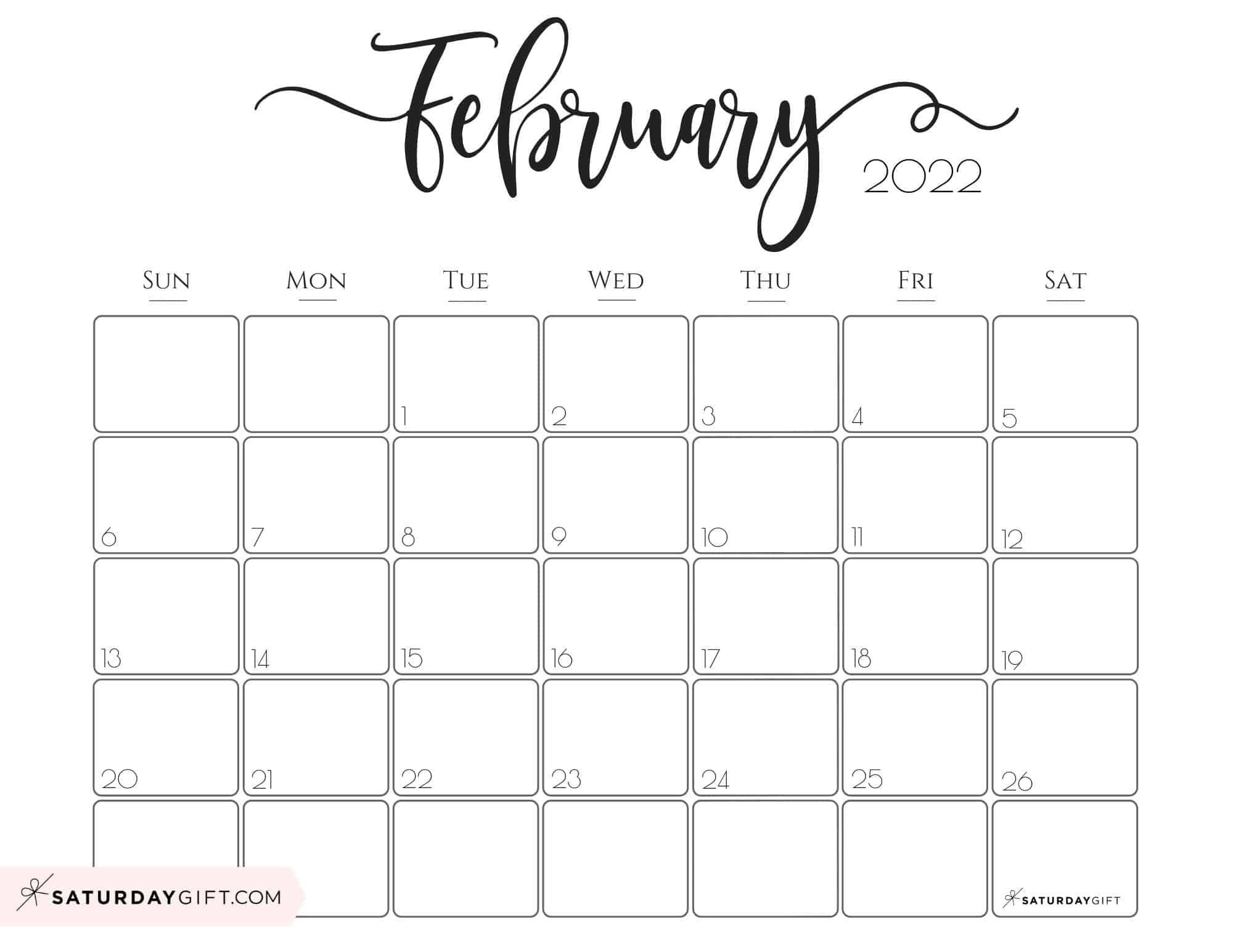 Free Printable February Calendar
