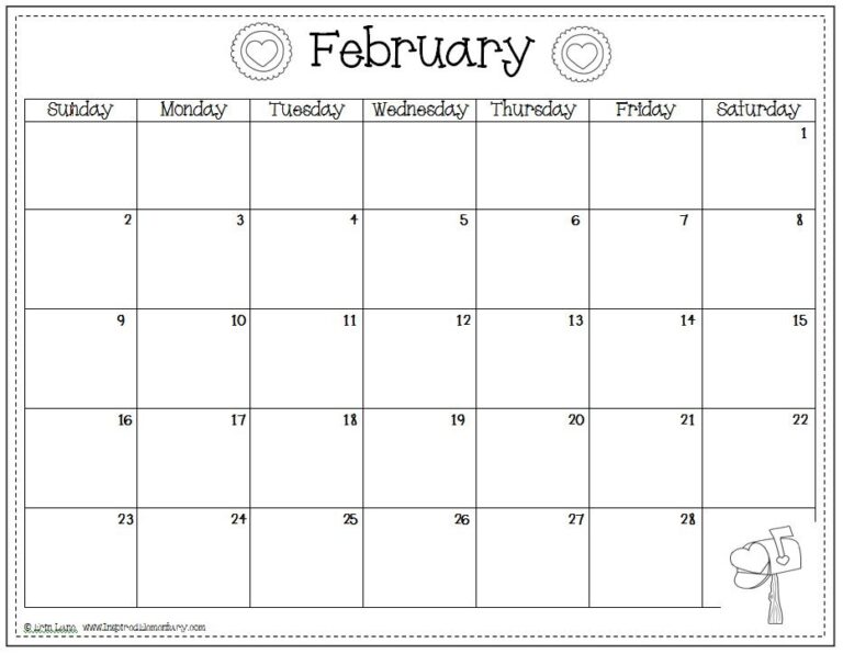 Free Printable February Calendar