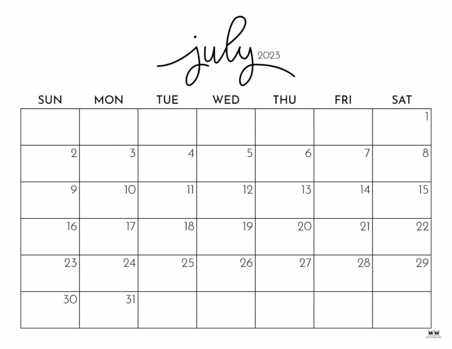 Free Printable July Calendar FREE Printable HQ Free Printable July Calendar FREE Printable HQ