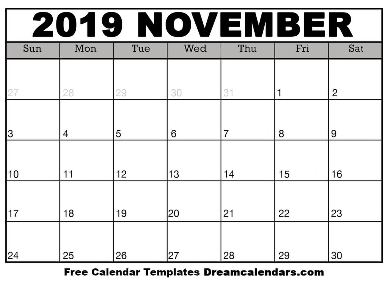 Free Printable November Calender Printable World Holiday
