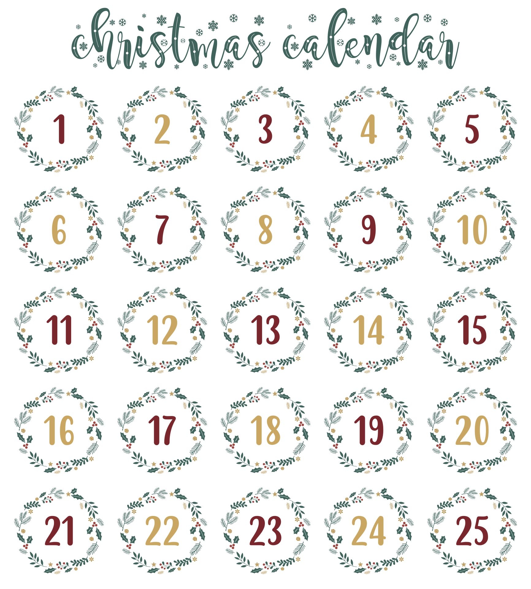 Free Printable Printable Advent Calendar Numbers Plan Your Year Easily Free Printable Printable Advent Calendar Numbers Plan Your Year Easily