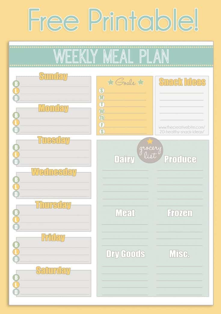Free Printable Weekly Meal Planner Calendar Free Printable Weekly Meal Planner Calendar