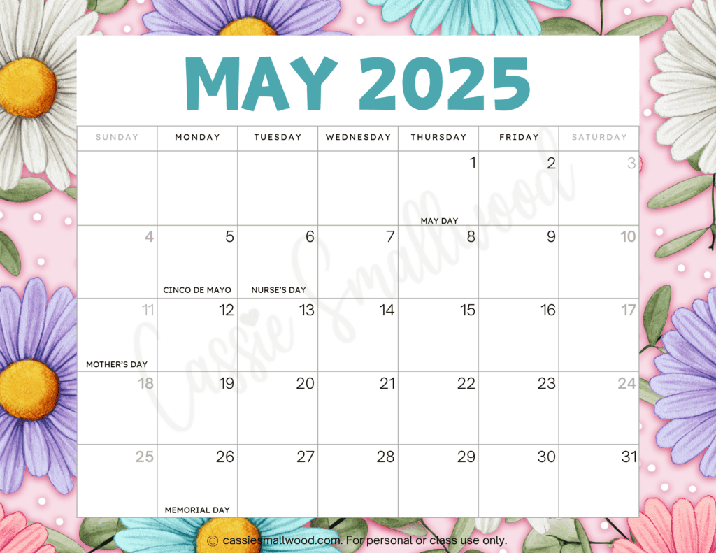 Grab Most Loved Printable Calendar 2025 May Calendar Gallery