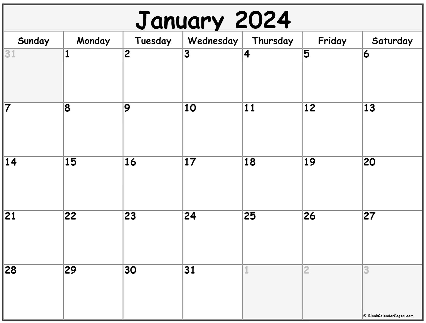 January 2024 Calendar Free Printable Calendars