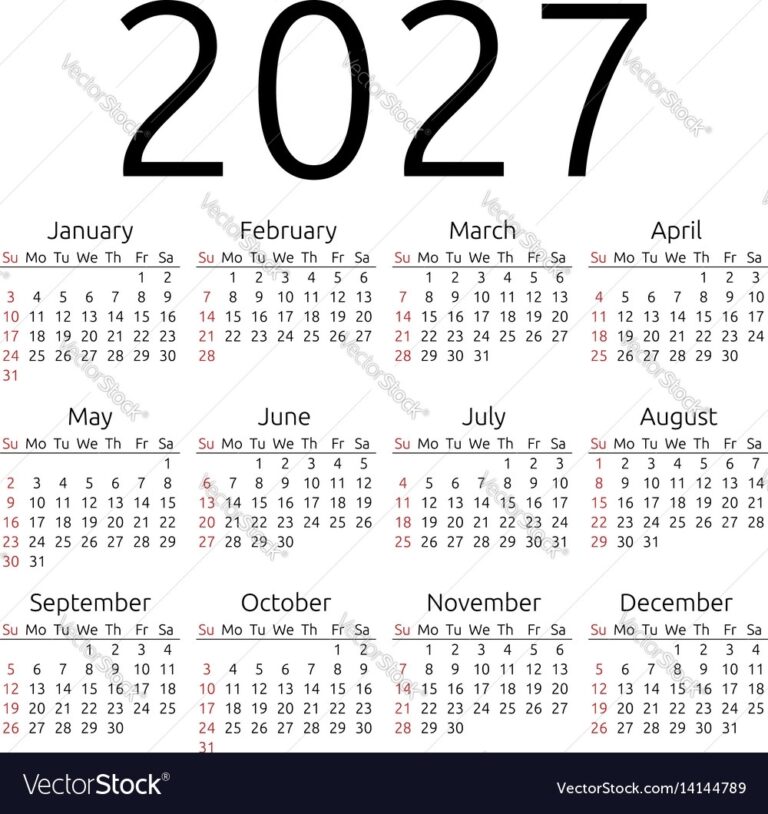 Julian Calendar 2027 PDF Free Printable Calendar
