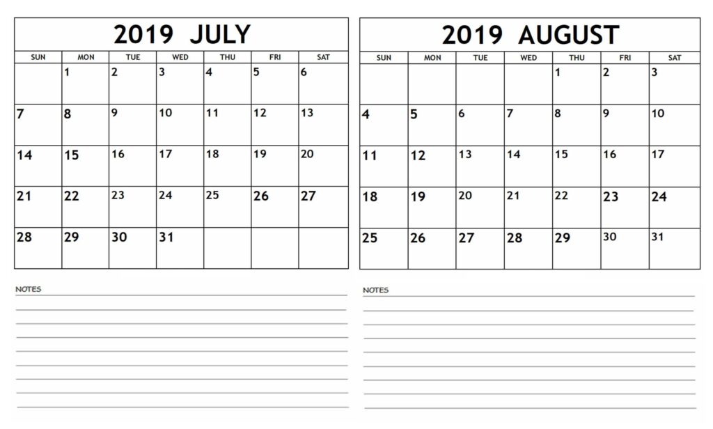 July And August Printable Calendar: Stay Organized and Efficient All ...