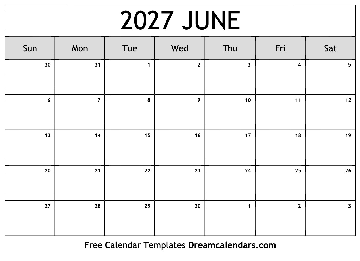 June 2027 Calendar Free Printable With Holidays And Observances June 2027 Calendar Free Printable With Holidays And Observances