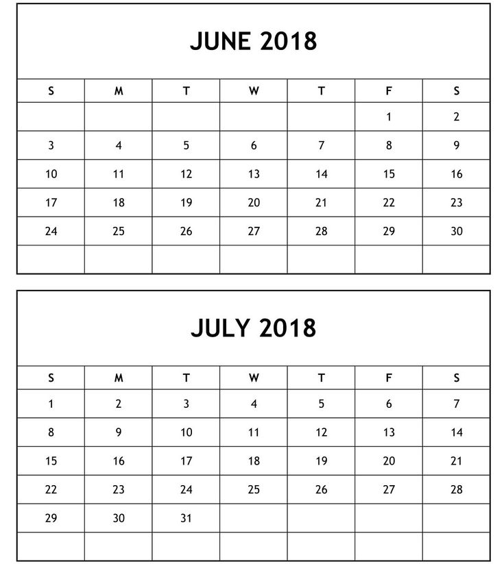 June And July Printable Calendar June And July Printable Calendar