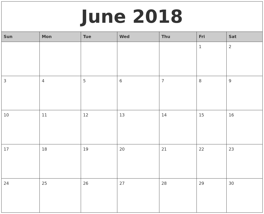 June Printable Calendars June Printable Calendars