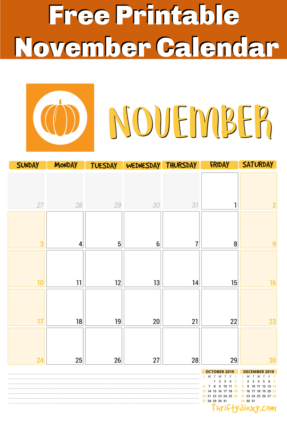 Large Printable November Calendar Large Printable November Calendar
