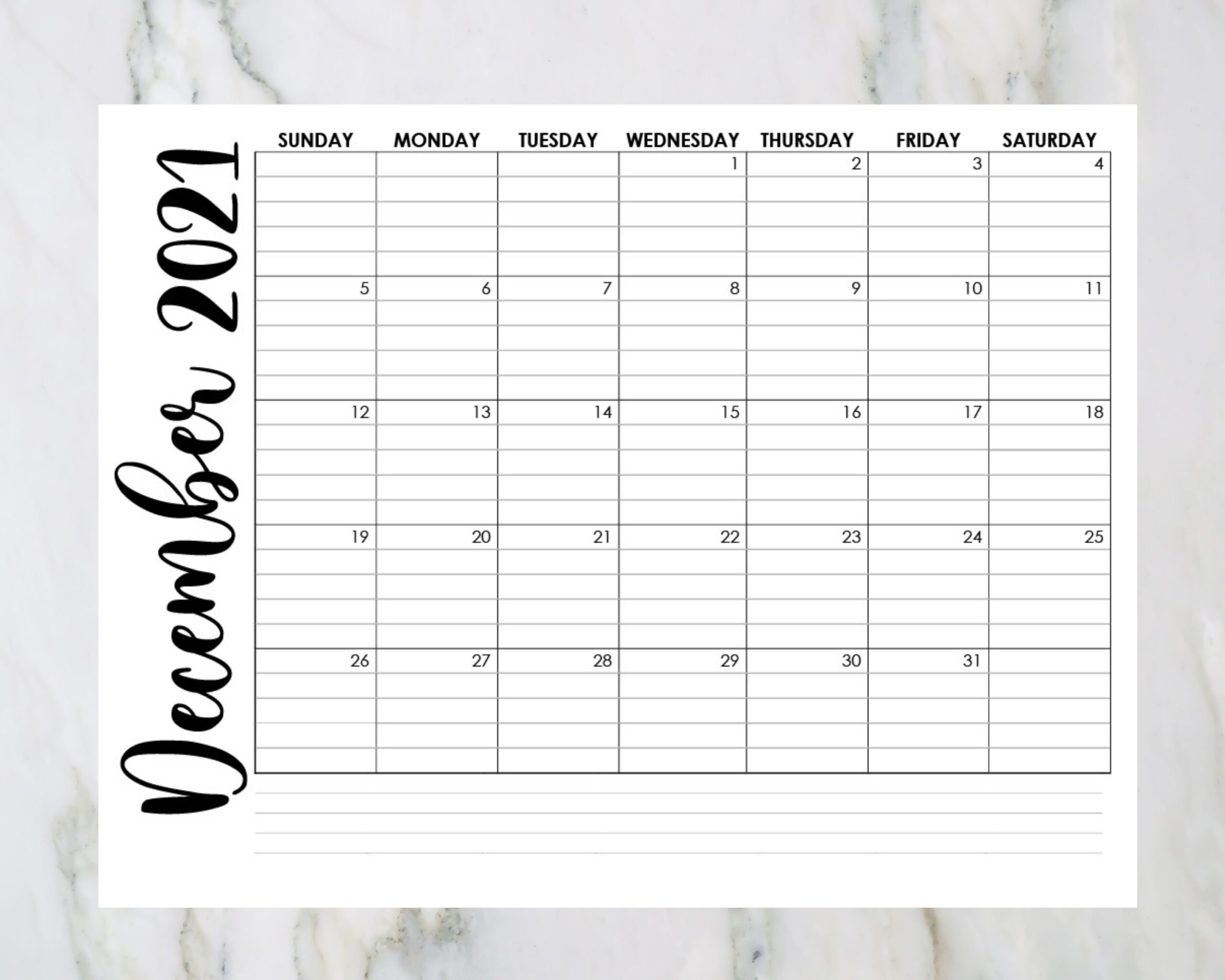 Lined Monthly Calendar Lined Monthly Calendar