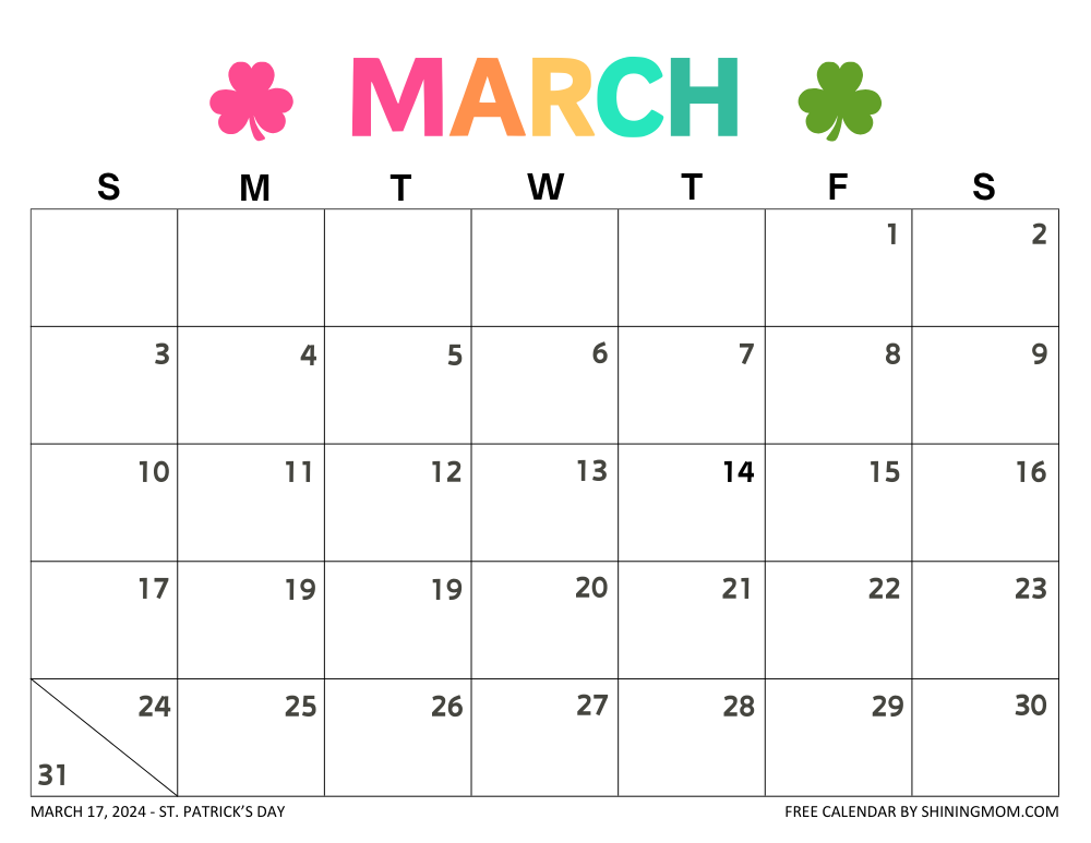 March 2024 Calendar With Holidays 25 Awesome Free Printables March 2024 Calendar With Holidays 25 Awesome Free Printables