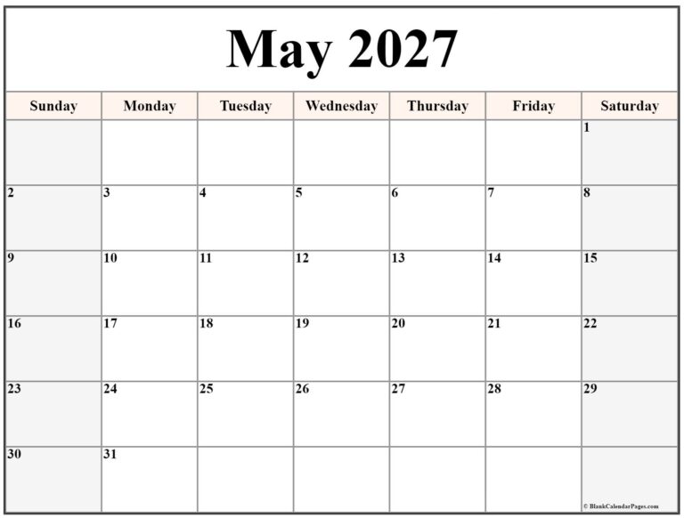 May 2027 Calendar Free Printable Calendars