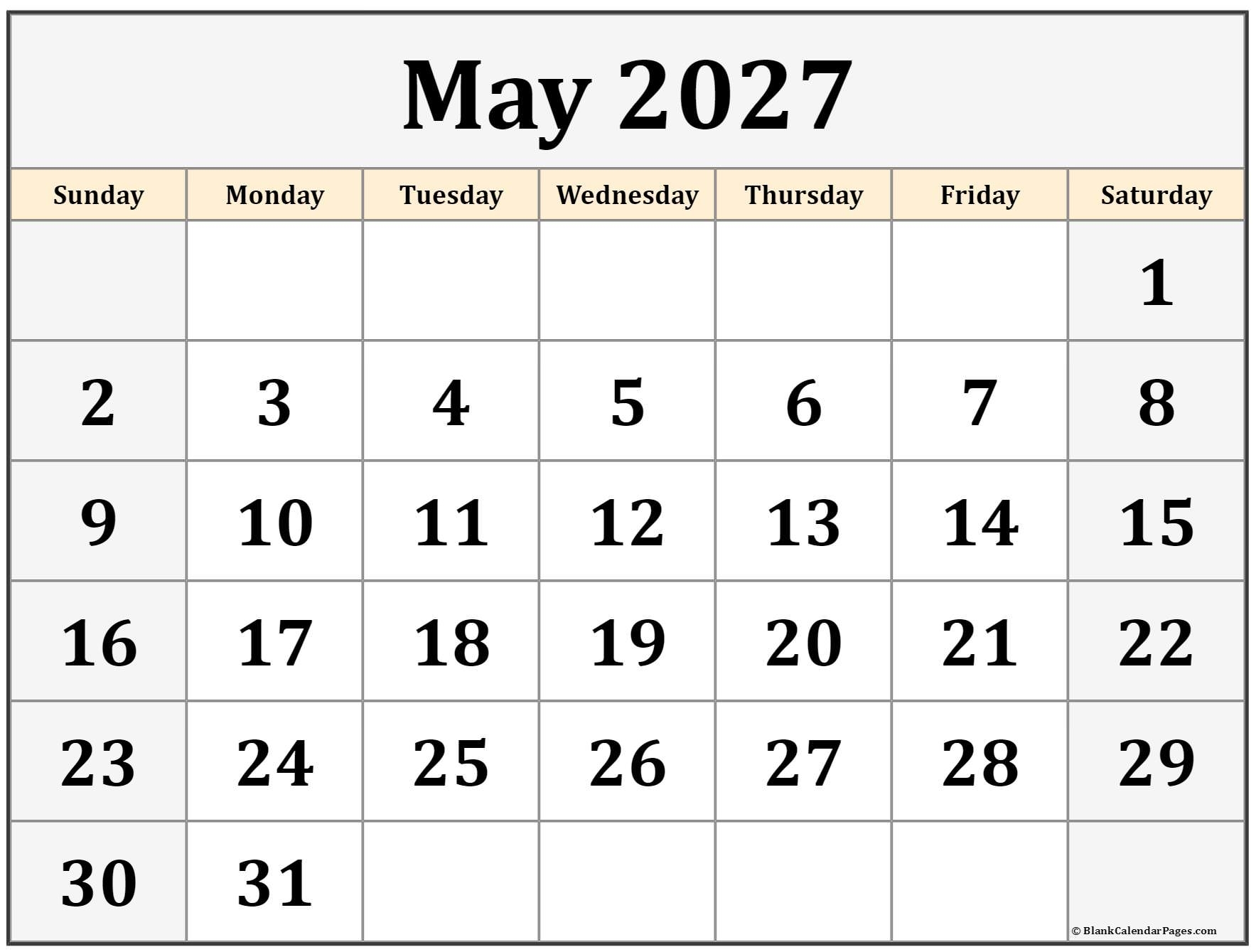 May 2027 Calendar Free Printable Calendars May 2027 Calendar Free Printable Calendars
