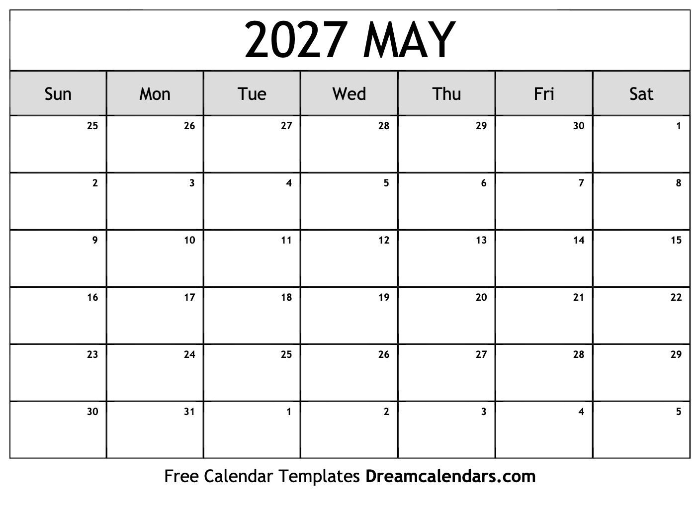 May 2027 Calendar Free Printable With Holidays And Observances