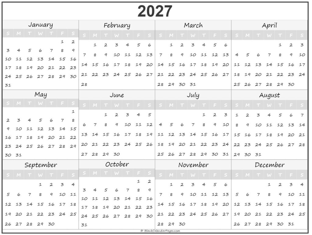 Mini Calendar 2027 Printable We Love Printables