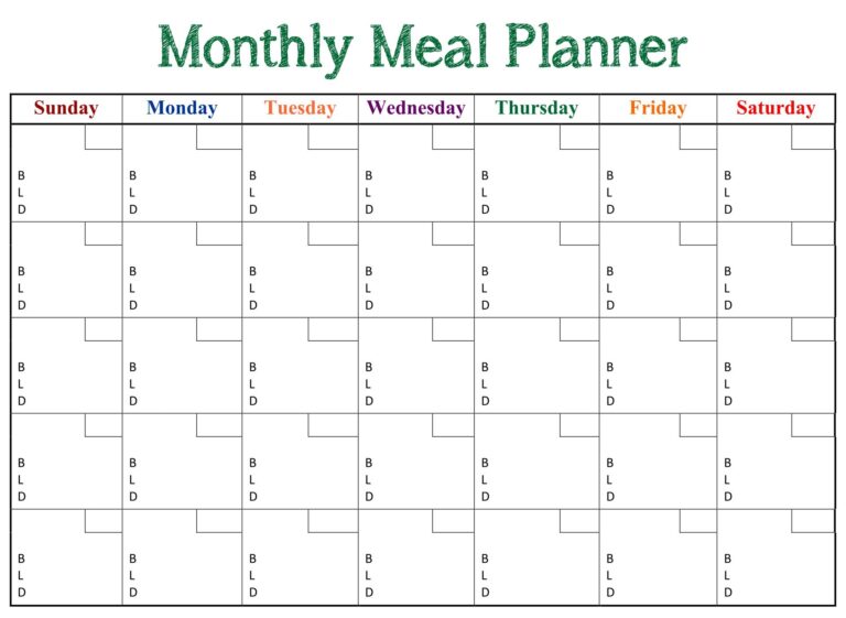 Monthly Dinner Planner 10 Free PDF Printables Printablee