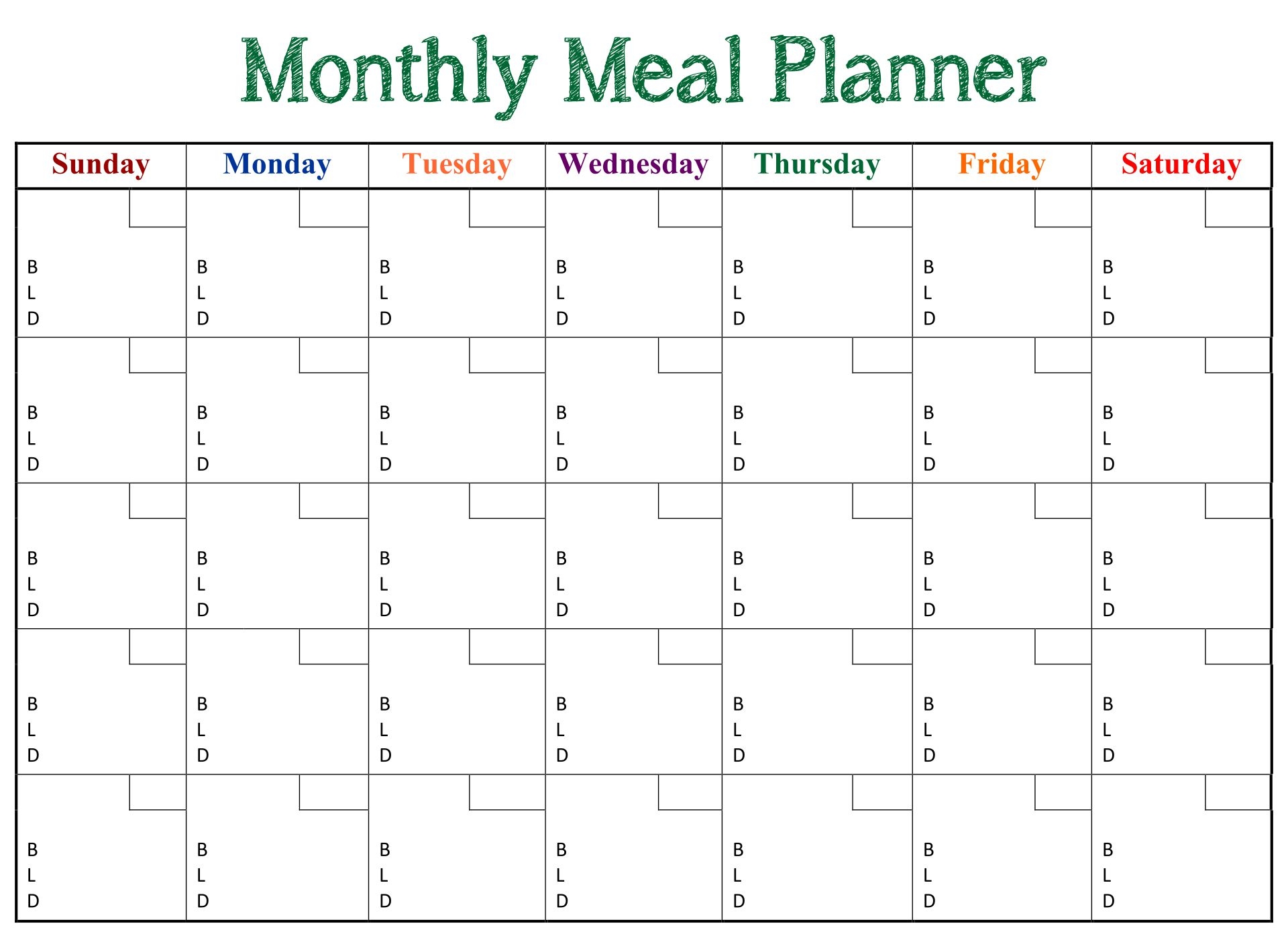 Monthly Dinner Planner 10 Free PDF Printables Printablee