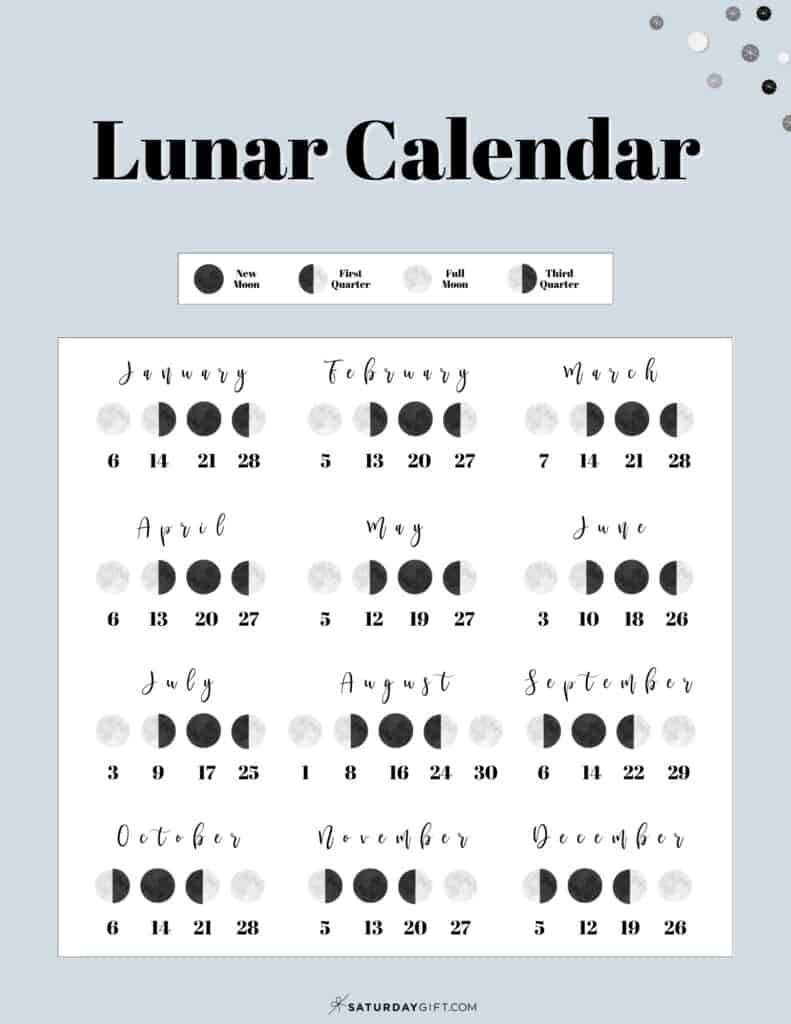 Moon Phase Calendar Cute Free Printable 2023 Lunar Calendar